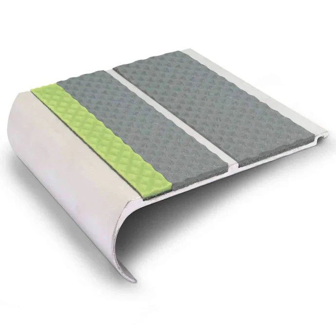 91 x 35mm Tredsafe Bullnose Stair Nosing With Non Slip Insert and Glow Strip