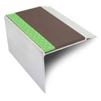 72 × 55mm Aluminium Stair Edge Trim with Aluminator Glow Strip and PVC Grip Insert