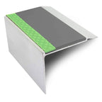 72 × 55mm Aluminium Stair Edge Trim with Aluminator Glow Strip and PVC Grip Insert