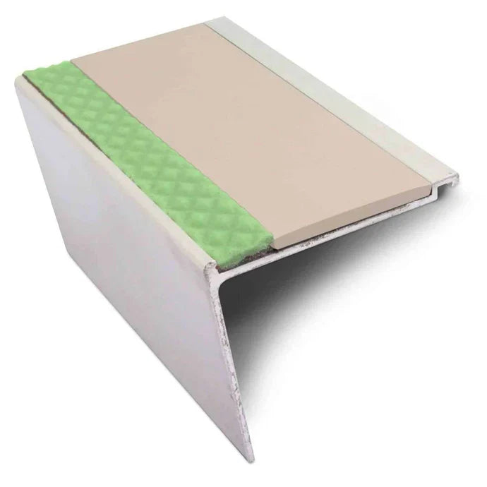Non-Slip Stair Nosing 60 × 55mm Rakeback Aluminium Edge Trim with PVC Insert