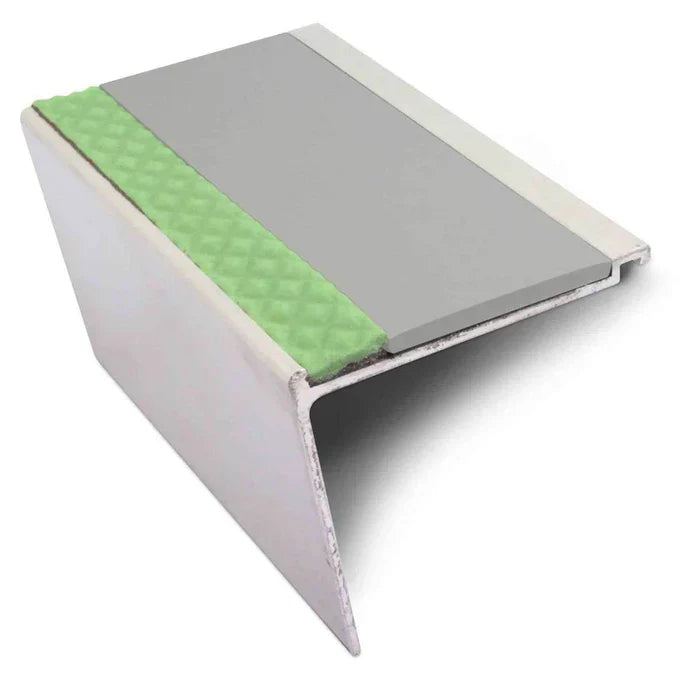 Non-Slip Stair Nosing 60 × 55mm Rakeback Aluminium Edge Trim with PVC Insert