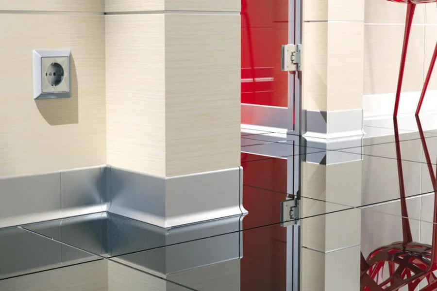 59mm Silver Anodised Aluminium Skirting Board, 2500mm Wall–Floor Trim