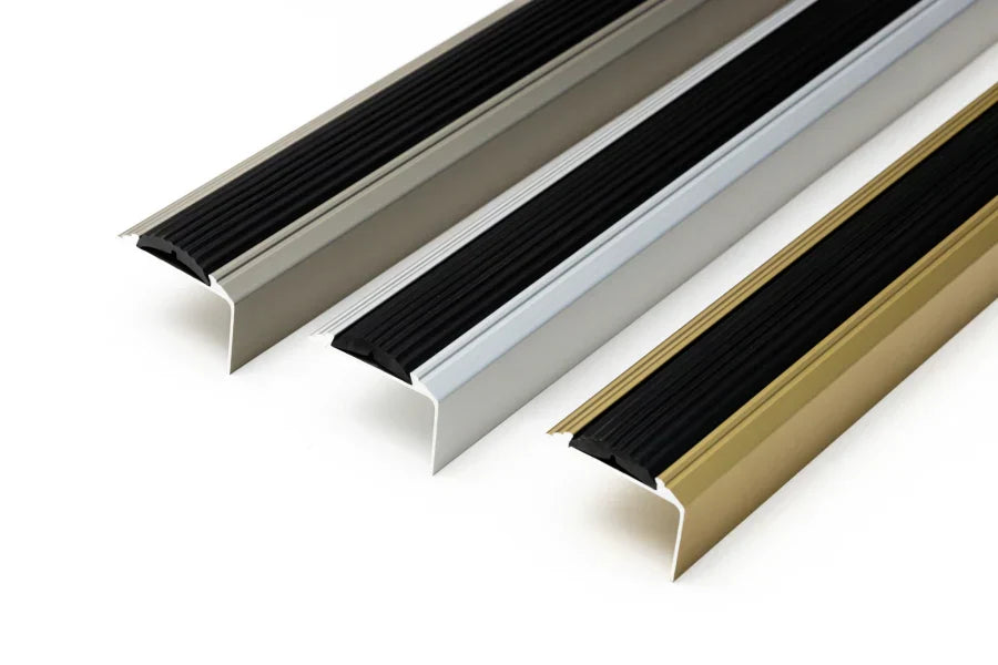 Anodised Aluminium Stair Nosing with Anti-Slip Rubber – 46mm x 30mm – 1.2m & 2.4m Lengths