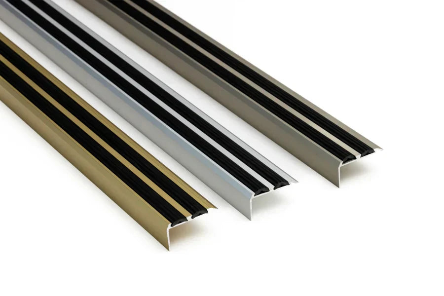 Anodised Aluminium Stair Nosing with Anti-Slip Rubber Insert – 35mm x 19mm