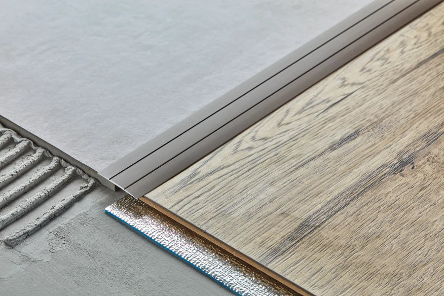 Self-Adhesive Anodised Aluminium Threshold Bar for Level Floors, 38mm x 900mm Transition Strip