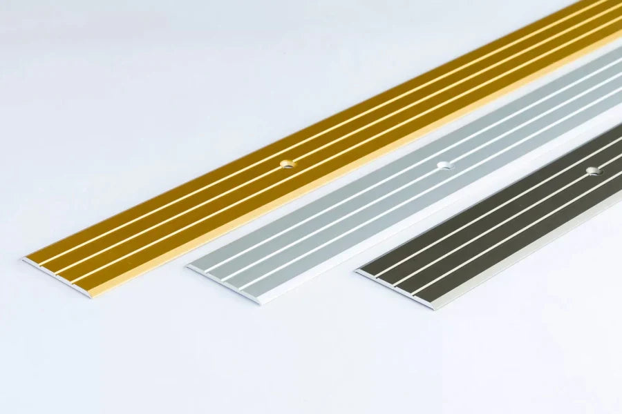 Flat 40mm Anodised Aluminium Floor Transition Strip – 1m or 2m Doorway Threshold Trim