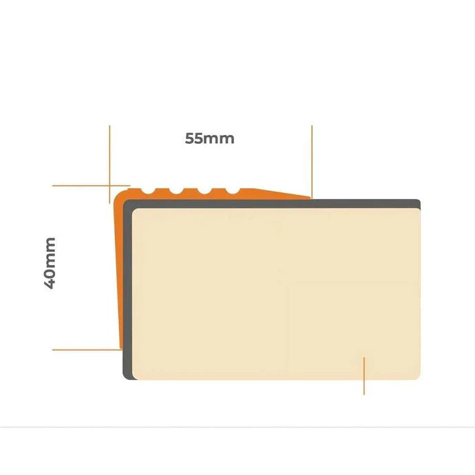 Flexible Anti-Slip PVC Stair Edge 55 x 40mm – Textured Grip for Safe Steps