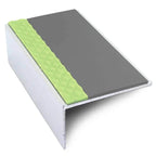 Straight Edge Aluminium Stair Nosing 56 × 32mm with Non-Slip PVC Insert and Glow Strip