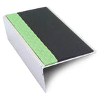 57 × 32mm Rakeback Aluminator Aluminium Stair Nosing with PVC Non-Slip Insert and Glow Strip
