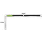 85 × 30mm Straight Edge Aluminium Stair Nosing with Twin PVC Inserts and Aluminator Glow Strip