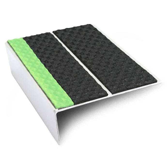 85 x 32mm Tredsafe Aluminator Aluminium Rakeback Stair Nosing with Double Non-Slip PVC Inserts