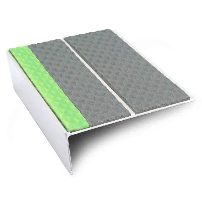 85 x 32mm Tredsafe Aluminator Aluminium Rakeback Stair Nosing with Double Non-Slip PVC Inserts