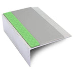 66 × 32mm Straight Edge Aluminium Stair Nosing with PVC Non-Slip Insert and Aluminator Glow Strip
