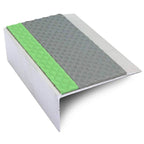Tredsafe Aluminium Stair Nosing with Aluminator Glow-in-the-Dark Strip and Non-Slip PVC Insert - 66 x 32mm