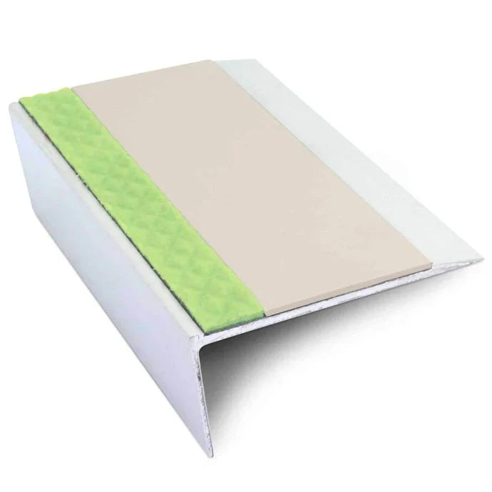 66 × 32mm Aluminator Aluminium Rakeback Stair Edge Profile with PVC Non-Slip Insert
