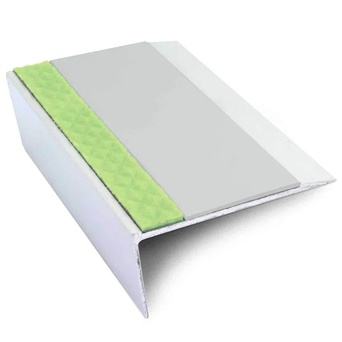 66 × 32mm Aluminator Aluminium Rakeback Stair Edge Profile with PVC Non-Slip Insert