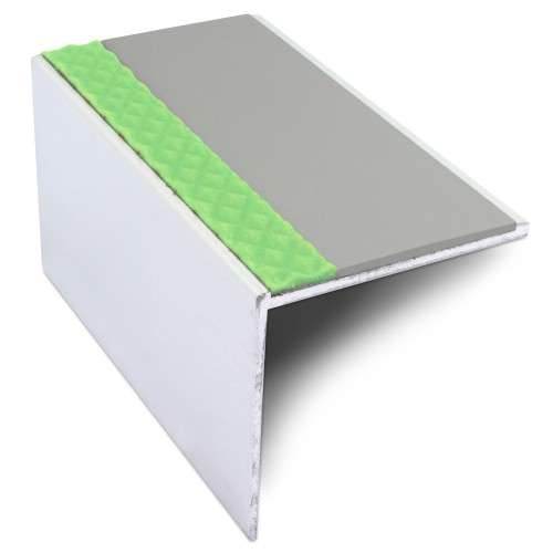 56 x 55mm Aluminium Stair Nosing with Tredsafe Anti-Slip Insert and Aluminator Glow Strip