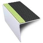 57 x 55mm Rakeback TredSafe Aluminium Stair Nosing With Non Slip PVC Insert and Glow Strip