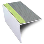 57 x 55mm Rakeback TredSafe Aluminium Stair Nosing With Non Slip PVC Insert and Glow Strip