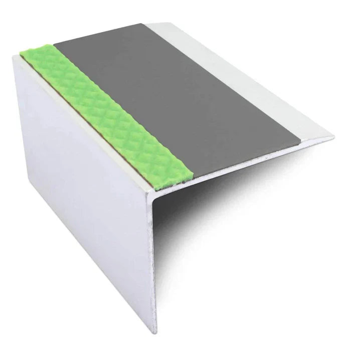 Aluminator Straight Edge Stair Nosing Profile – 67 × 55mm Aluminium Trim with PVC Non-Slip Insert