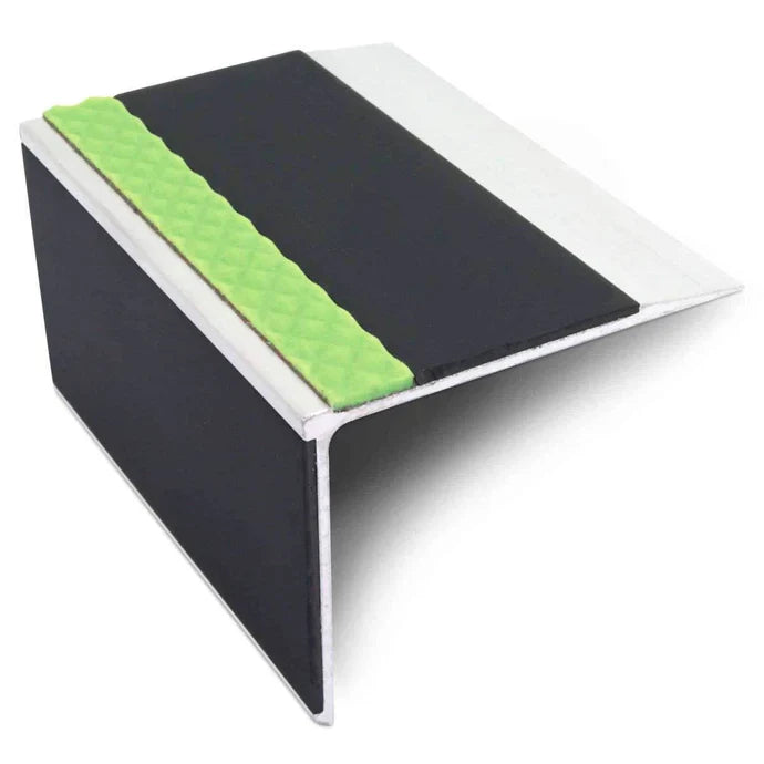 Aluminator Straight Edge Aluminium Stair Nosing 75 × 58mm – PVC Non-Slip Insert, Glow strip