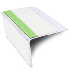 75 x 58mm Rakeback Aluminium Stair Nosing with Tredsafe PVC Inserts and Aluminator Glow Strip