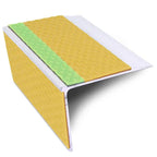 75 x 58mm Rakeback Aluminium Stair Nosing with Tredsafe PVC Inserts and Aluminator Glow Strip