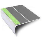 Aluminator Bullnose Aluminium Stair Edge Profile 87 × 40mm with Twin Grip Inserts and Glow strip