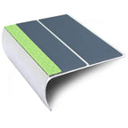 Aluminator Bullnose Aluminium Stair Edge Profile 87 × 40mm with Twin Grip Inserts and Glow strip