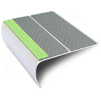 87 x 40mm Bullnose Aluminium Stair Nosing with Tredsafe Non-Slip PVC Insert and Aluminator Glow Strip