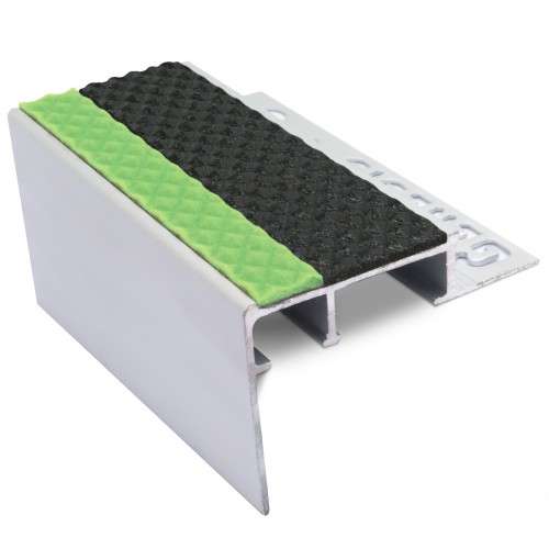 Slimline Heavy-Duty Tile-In Aluminium Stair Nosing for 10mm & 12.5mm Floors with Tredsafe Non-Slip Insert