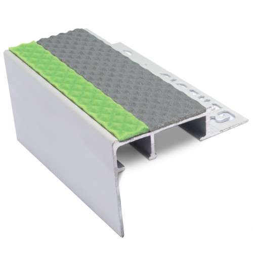 Slimline Heavy-Duty Tile-In Aluminium Stair Nosing for 10mm & 12.5mm Floors with Tredsafe Non-Slip Insert
