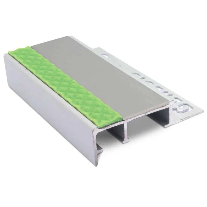 45 × 20mm Tile-In Aluminium Stair Nosing for 10–12.5mm Tiles with Non-Slip Insert