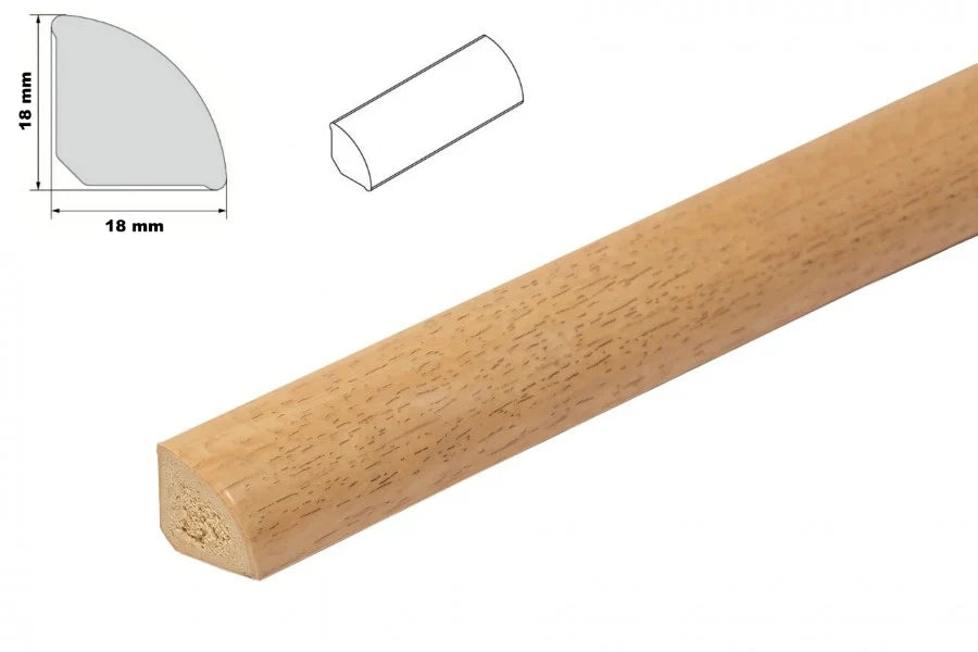 18mm UPVC Scotia Quadrant Beading, 1m or 2.5m Length Skirting Edge Trim in Multiple Colours