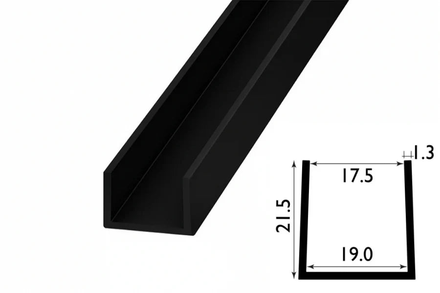 Rigid PVC U Channel Trim 1m (1000mm) – Board & Panel Edge Protector in Black or White