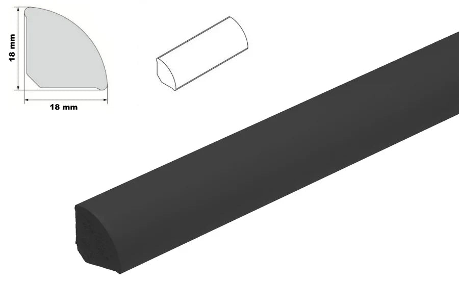 18mm UPVC Quadrant Corner Trim – 1m or 2.5m Length for Skirting, Windows & Worktop Edges