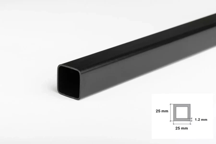 Rigid Plastic Box Section – Square PVC Tube 1m & 2.5m Length, Black & White