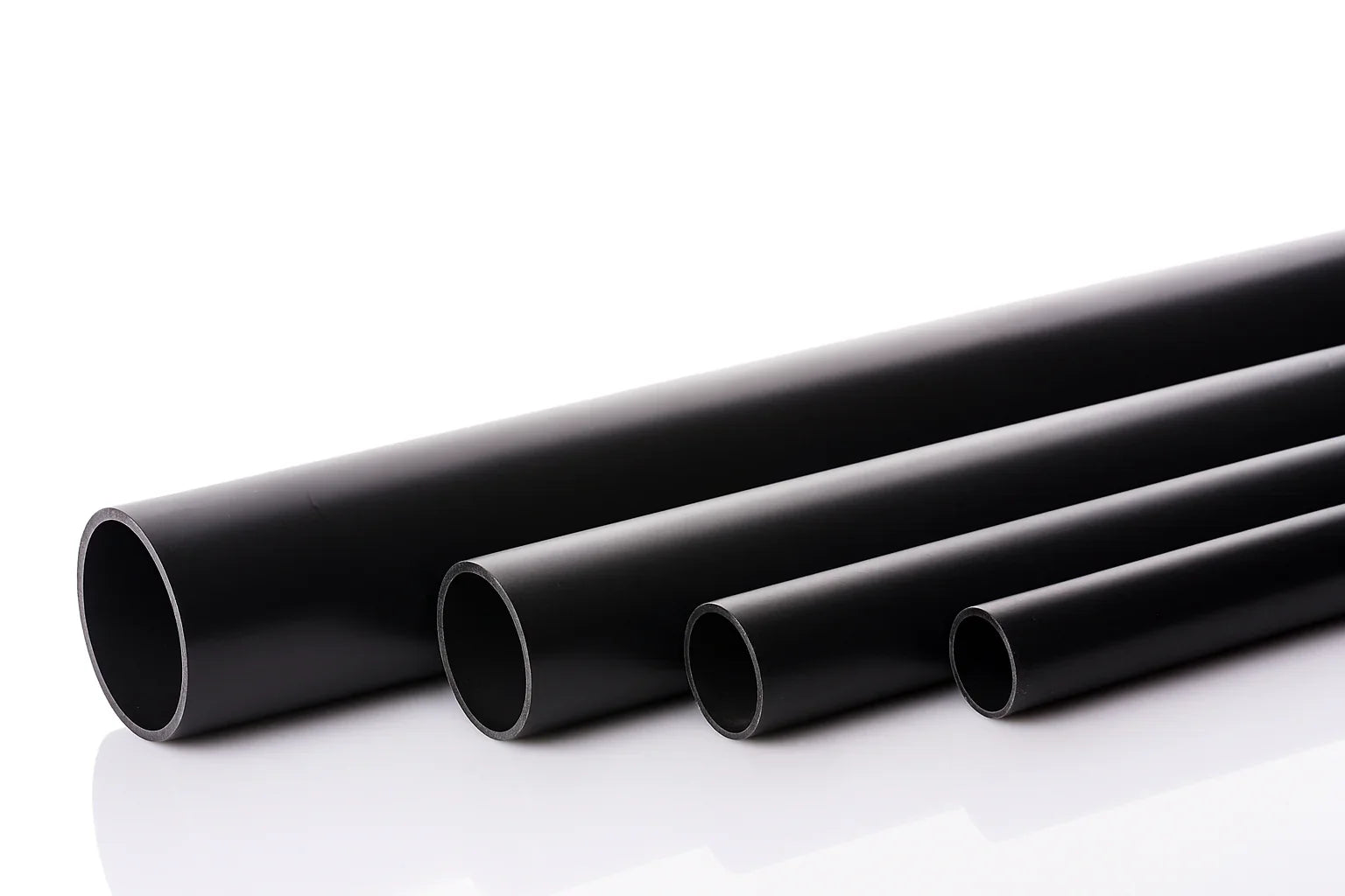 Rigid Black PVC Round Tube (1m) — 7mm, 10mm or 12mm Outer Diameter Smooth Plastic Pipe