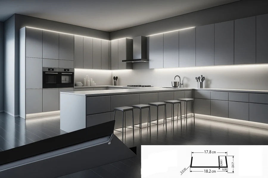 PVC Plinth Sealing Strip – Black Kickboard Base Trim for 18mm Panels (0.5m, 1m & 2.5m Lengths)