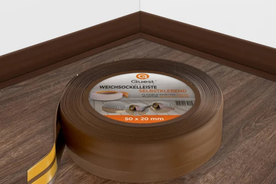 Self-Adhesive Skirting Trim Strip (50mm x 20mm) — 5m or 10m Flexible PVC Soft Trim Strip