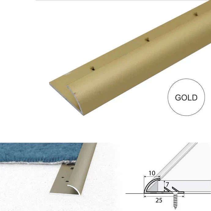 10mm Aluminium Carpet Edge Trim for Vinyl, Laminate & Tile Transitions