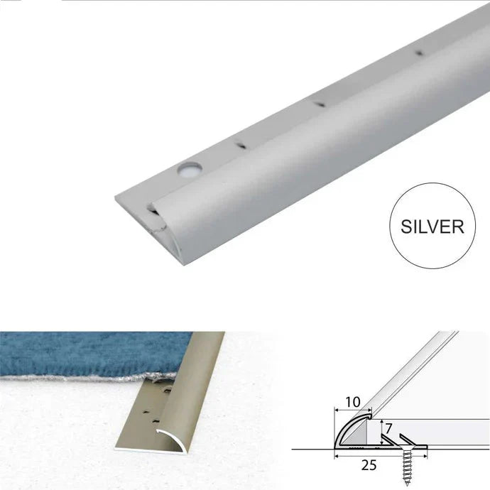 10mm Aluminium Carpet Edge Trim for Vinyl, Laminate & Tile Transitions