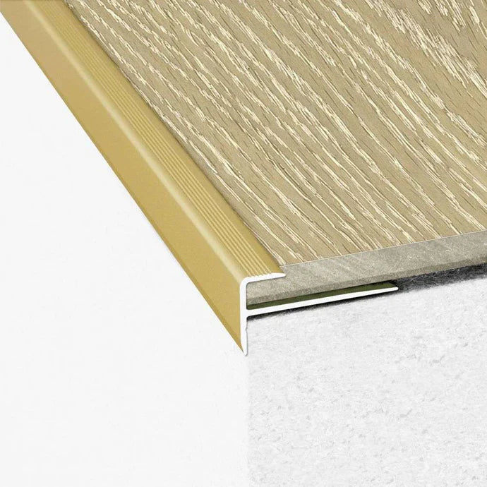 Straight Aluminium Stair Edge Trim for 5mm LVT Flooring – Screw Fixed Nosing Profile