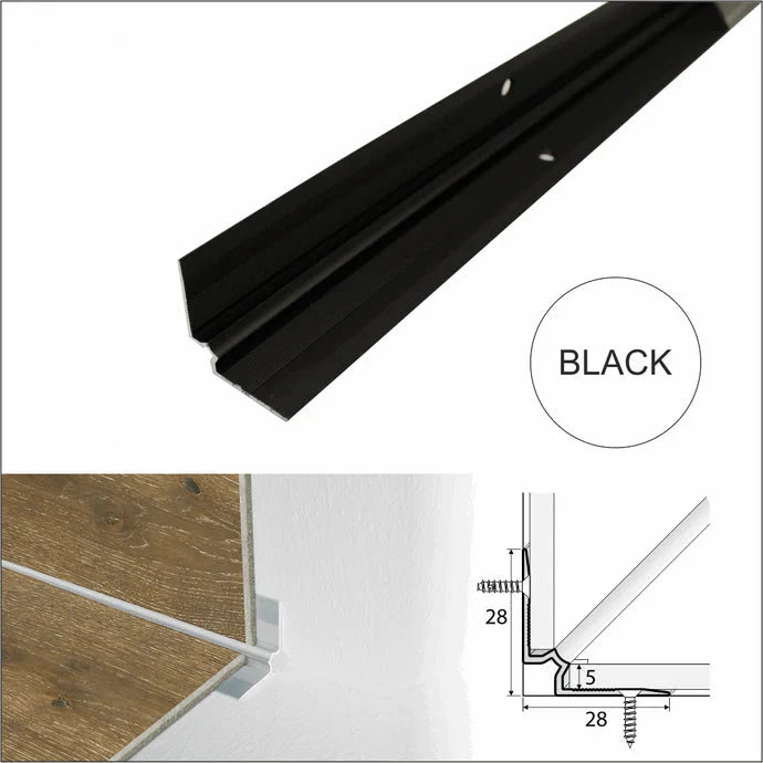 28 × 28mm Anodised Aluminium Inner Corner Stair Nosing for 5mm LVT Flooring – Screw Fix