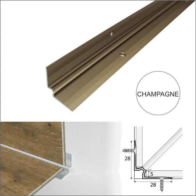 28 × 28mm Anodised Aluminium Inner Corner Stair Nosing for 5mm LVT Flooring – Screw Fix