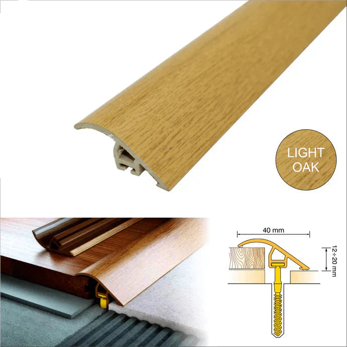 Wood Effect PVC Ramp Door Threshold – 40mm Multi-Level Floor Transition