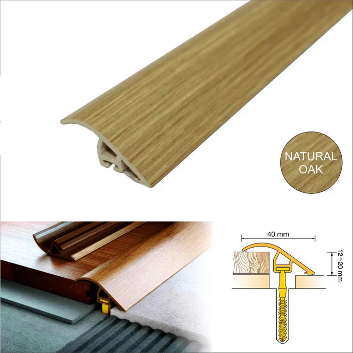 Wood Effect PVC Ramp Door Threshold – 40mm Multi-Level Floor Transition