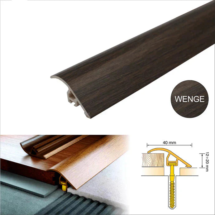 Wood Effect PVC Ramp Door Threshold – 40mm Multi-Level Floor Transition