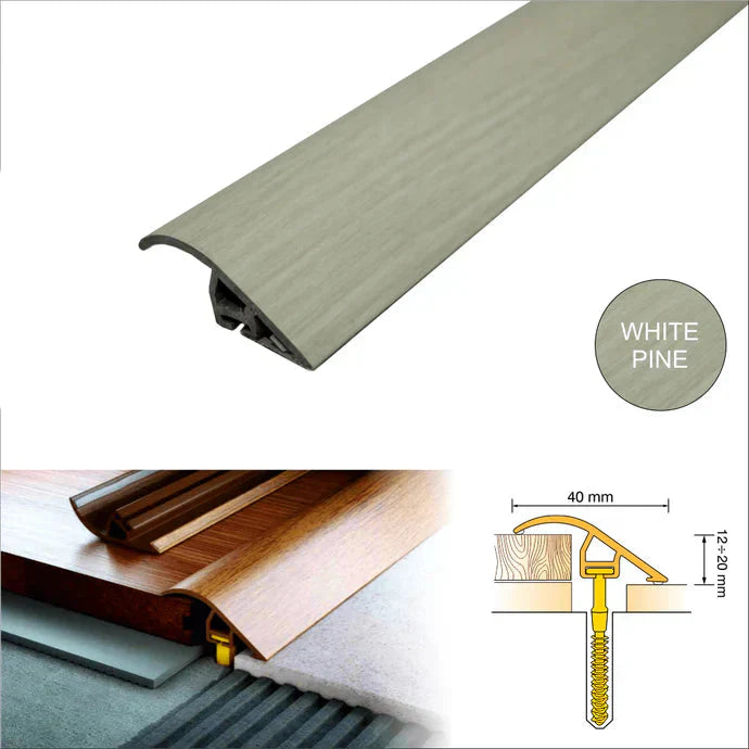 Wood Effect PVC Ramp Door Threshold – 40mm Multi-Level Floor Transition