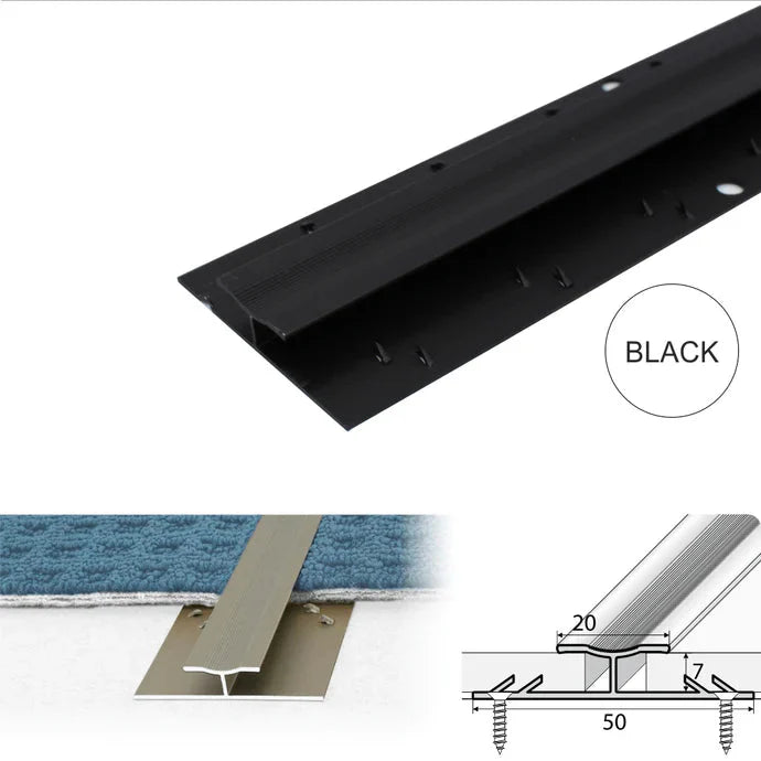 20mm Aluminium Twin Grip Carpet Joiner Strip for Carpet to Carpet Floors